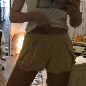 American Eagle yellow striped petal shorts